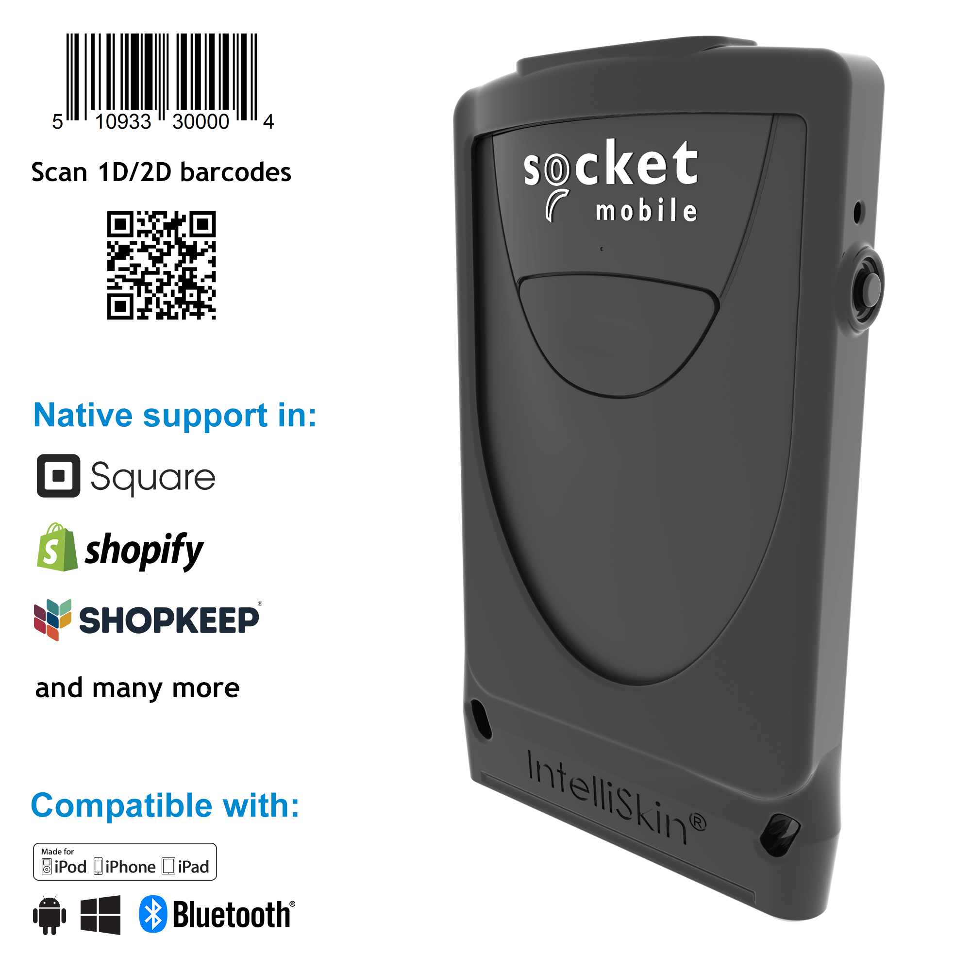 Wireless Barcode Scanner  Portable Bluetooth QR Code Reader